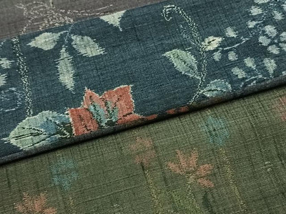 平和屋着物●小千谷紬 百柄 横段花文 正絹 逸品 AABI8968fy