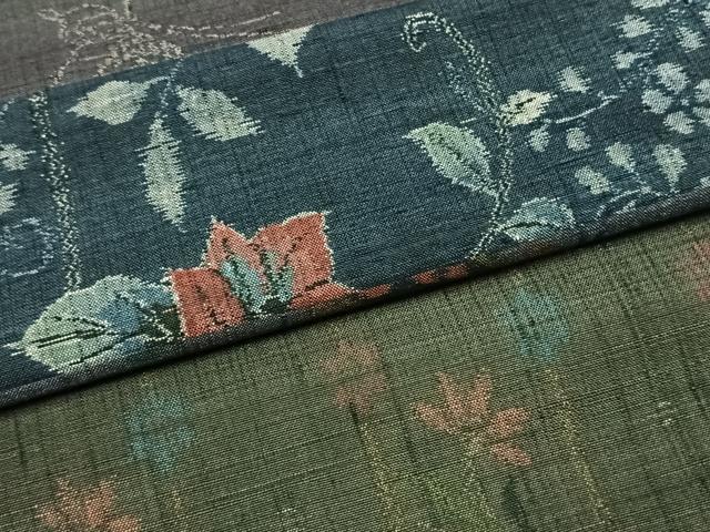 平和屋着物●小千谷紬 百柄 横段花文 正絹 逸品 AABI8968fy