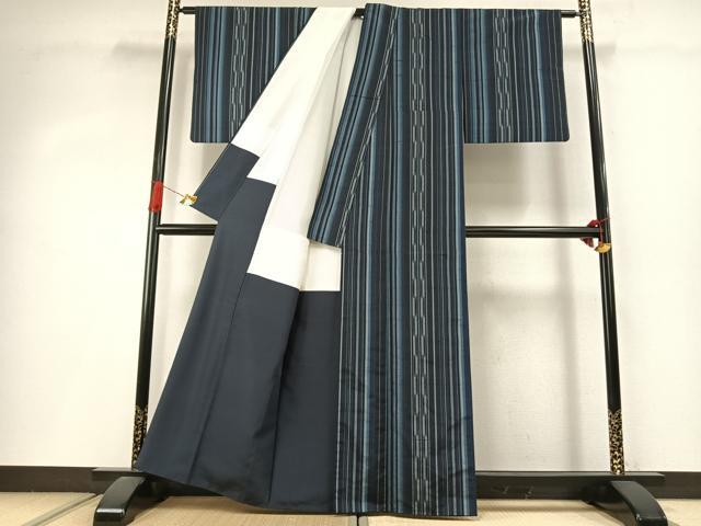平和屋着物●上質な紬 縞 正絹 逸品 AABI8973fy