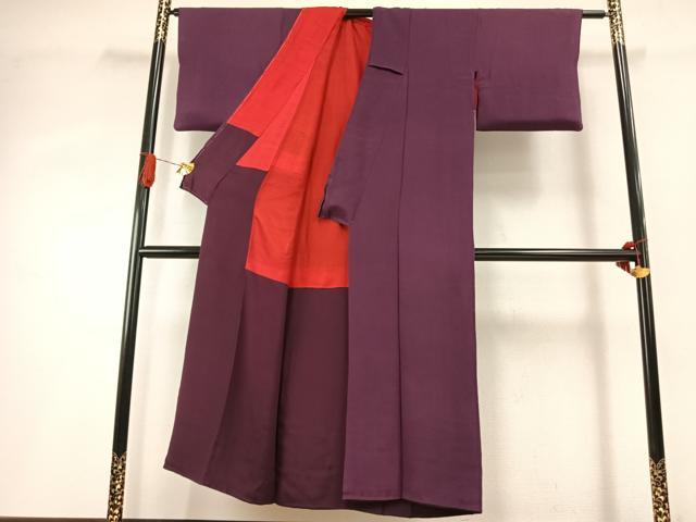 平和屋着物●アンティーク 大正ロマン 色無地 蒲葡色 正絹 逸品 AABI8974fy
