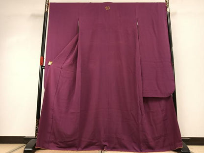 平和屋着物●豪華振袖 色無地 暗紅色 正絹 逸品 AABI8975fy