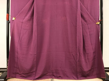 平和屋着物●豪華振袖 色無地 暗紅色 正絹 逸品 AABI8975fy
