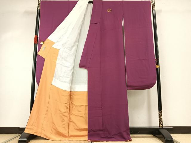 平和屋着物●豪華振袖 色無地 暗紅色 正絹 逸品 AABI8975fy