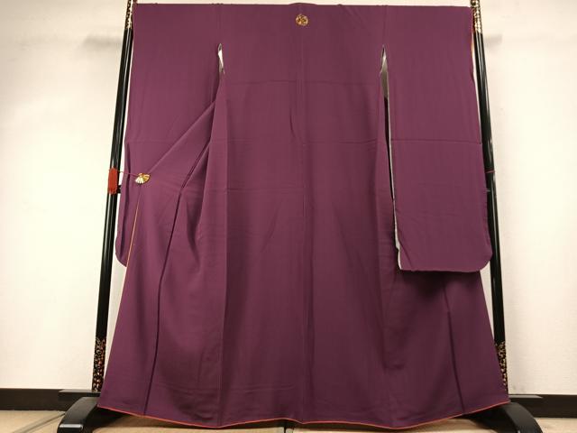 平和屋着物●豪華振袖 色無地 蒲葡色 正絹 逸品 AABI8978fy
