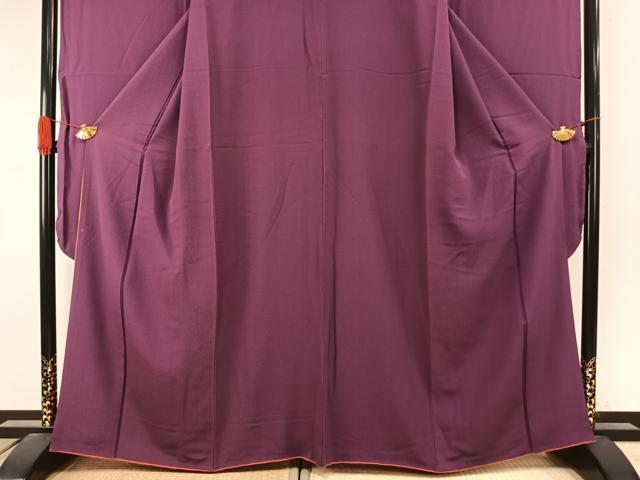 平和屋着物●豪華振袖 色無地 蒲葡色 正絹 逸品 AABI8978fy