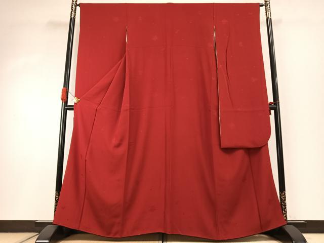 平和屋着物●世界的ファッションデザイナー 山本寛斎 kansaiブランド 振袖 色無地 草花地紋 紅海老茶色 正絹 逸品 AABI8979fy