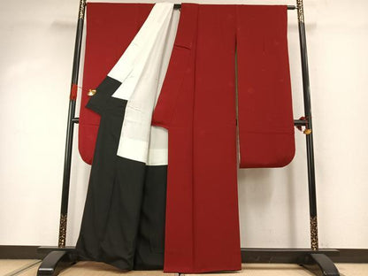 平和屋着物●世界的ファッションデザイナー 山本寛斎 kansaiブランド 振袖 色無地 草花地紋 紅海老茶色 正絹 逸品 AABI8979fy