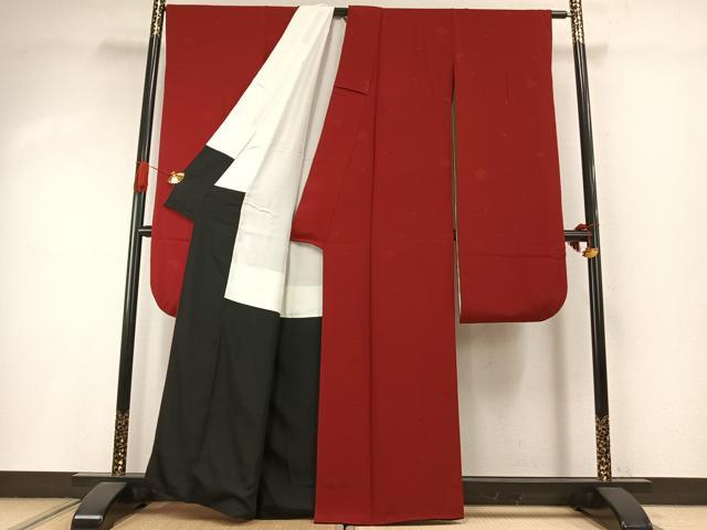 平和屋着物●世界的ファッションデザイナー 山本寛斎 kansaiブランド 振袖 色無地 草花地紋 紅海老茶色 正絹 逸品 AABI8979fy