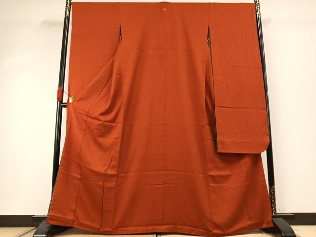 平和屋着物●豪華振袖 色無地 丹色 正絹 逸品 AABI8980fy