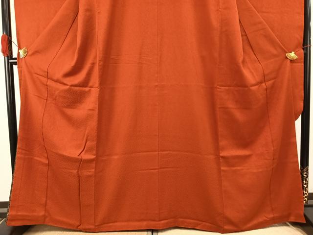 平和屋着物●豪華振袖 色無地 丹色 正絹 逸品 AABI8980fy