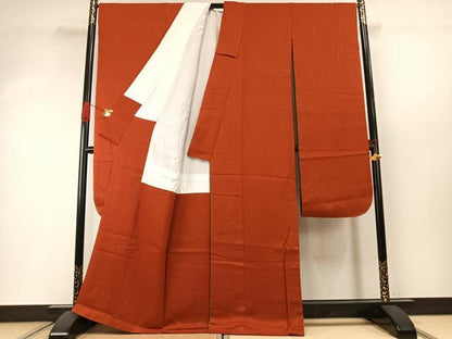 平和屋着物●豪華振袖 色無地 丹色 正絹 逸品 AABI8980fy