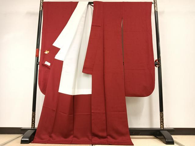 平和屋着物●豪華振袖　色無地　草花地紋　紅海老茶色　やまと誂製　ロング丈　正絹　逸品　AABI8983fy