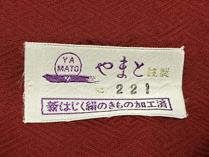 平和屋着物●豪華振袖　色無地　草花地紋　紅海老茶色　やまと誂製　ロング丈　正絹　逸品　AABI8983fy