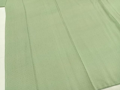 平和屋着物●上質な色無地　檜垣地紋　若菜色　正絹　逸品　未使用　AABI8988fy