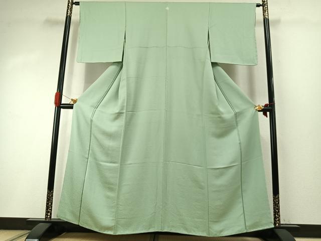 平和屋着物●上質な色無地　霞地紋　裏葉柳色　正絹　逸品　未使用　AABI8989fy