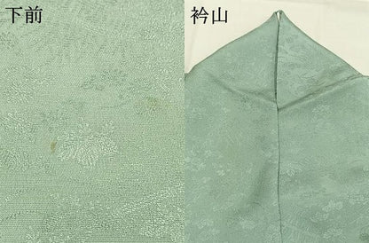 平和屋着物●中井淳夫　色無地　草花地紋　錆青磁色　正絹　逸品　AABI8990fy