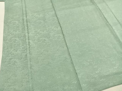 平和屋着物●中井淳夫　色無地　草花地紋　錆青磁色　正絹　逸品　AABI8990fy