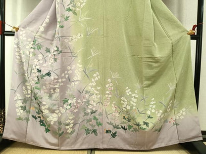 平和屋着物●訪問着　友禅　作家物　草花文　暈し染め　正絹　逸品　AABI8991fy