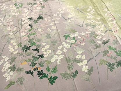 平和屋着物●訪問着　友禅　作家物　草花文　暈し染め　正絹　逸品　AABI8991fy