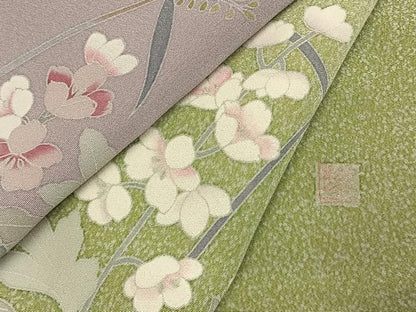 平和屋着物●訪問着　友禅　作家物　草花文　暈し染め　正絹　逸品　AABI8991fy