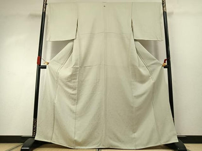 平和屋着物●上質な色無地　舞花地紋　白緑色　正絹　逸品　AABI8992fy