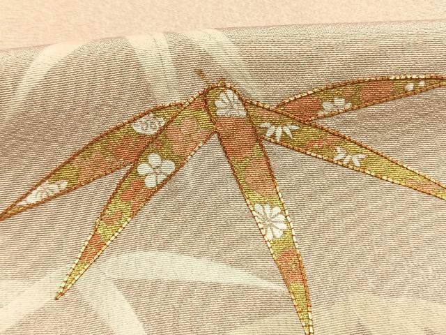 平和屋着物●訪問着　駒刺繍　笹葉文　正絹　逸品　AABI8993fy