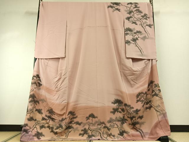 平和屋着物●染織作家　生沼忠　訪問着　手描き　枝松文　暈し染め　ロング丈　正絹　逸品　未使用　AABI8994fy