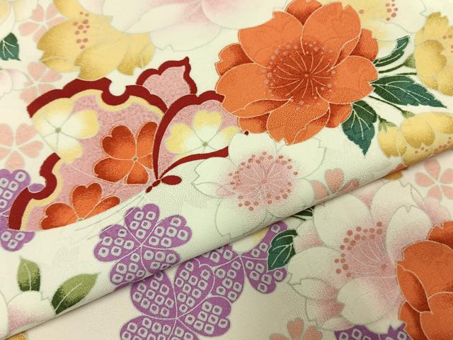 平和屋着物●小振袖　二尺袖　花蝶文　AABI8996fy