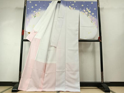 平和屋着物●小振袖　二尺袖　草花文　暈し染め　金彩　AABI8997fy