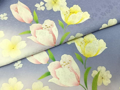 平和屋着物●小振袖　二尺袖　草花文　暈し染め　金彩　AABI8997fy