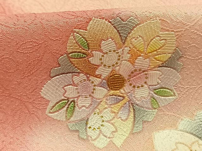 平和屋着物●小振袖　二尺袖　舞花文　暈し染め　金彩　AABI8998fy