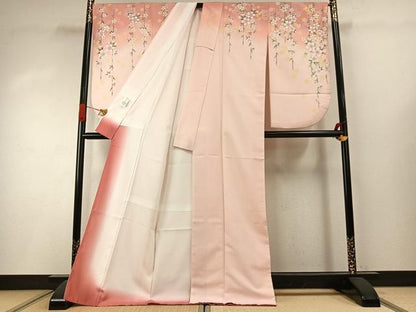 平和屋着物●小振袖　二尺袖　草花文　暈し染め　AABI8999fy