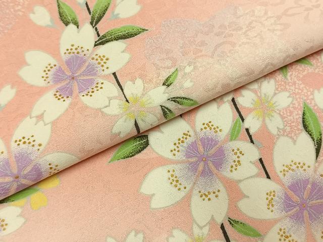 平和屋着物●小振袖　二尺袖　草花文　暈し染め　AABI8999fy