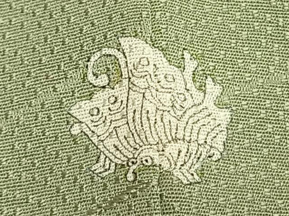 平和屋着物●上質な色無地　芝地紋　山葵色　正絹　逸品　未使用　AABI9001fy
