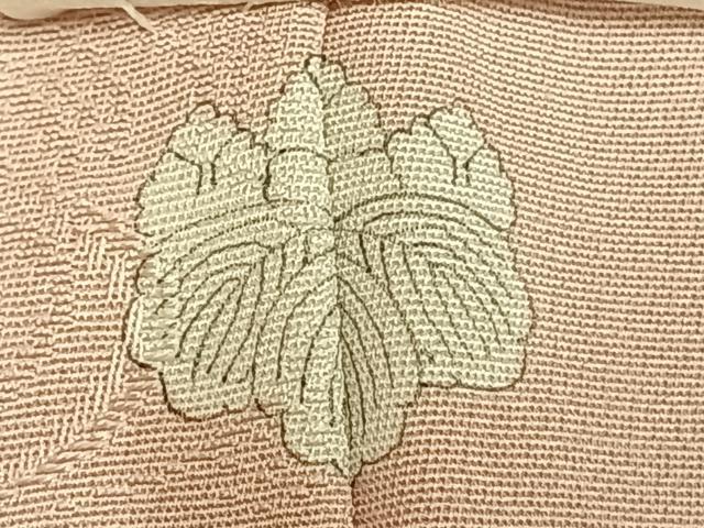 平和屋着物●上質な色無地　飛鳥地紋　洗柿色　正絹　逸品　AABI9002fy
