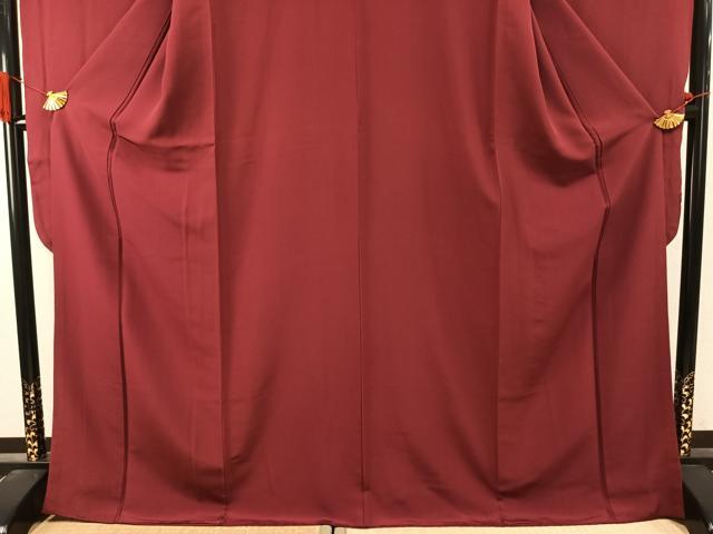 平和屋着物●豪華振袖　色無地　小豆色　正絹　逸品　AABI9008fy