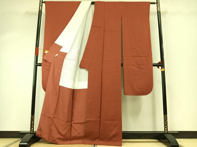 平和屋着物●皇室デザイナー　中村乃武夫　振袖　色無地　作家物　樺色　正絹　逸品　AABI9011fy
