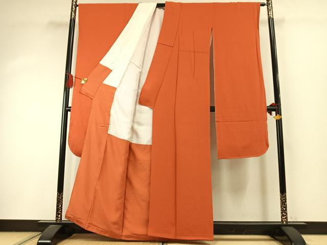 平和屋着物●豪華振袖　色無地　丹色　正絹　逸品　未使用　AABI9013fy