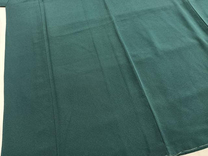 平和屋着物●上質な色無地　青碧色　浜ちりめん　反端付き　正絹　逸品　未使用　AABI9017fy