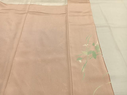 平和屋着物●訪問着　草花文　暈し染め　金彩　丹後ちりめん　反端付き　正絹　逸品　AABI9018fy