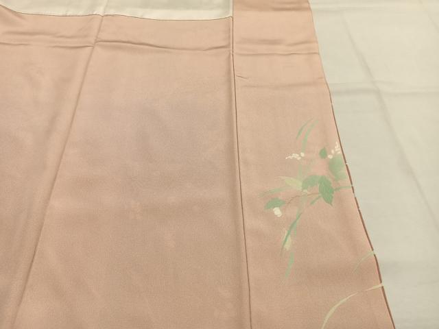 平和屋着物●訪問着　草花文　暈し染め　金彩　丹後ちりめん　反端付き　正絹　逸品　AABI9018fy