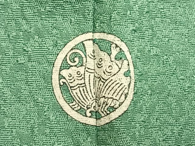 平和屋着物●本草木染作家　瑞寶　色無地　堅牢草木染　霞地紋　薄萌葱色　反端付き　正絹　逸品　AABI9020fy