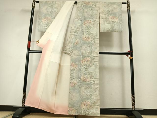 平和屋着物●都喜ヱ門 本場大島紬 白大島 カタス9マルキ 藤白泥染め 手織 菫色の幻想 藤絹織物謹製 証紙付き 正絹 逸品 AABI9021fy