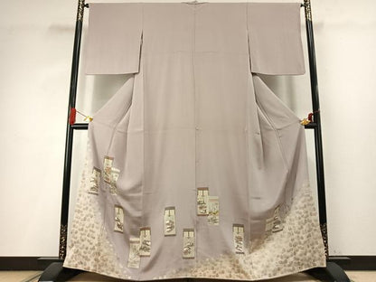 平和屋着物●松尾光琳　色留袖　源氏物語　寿光織　銀彩　正絹　逸品　AABI9022fy