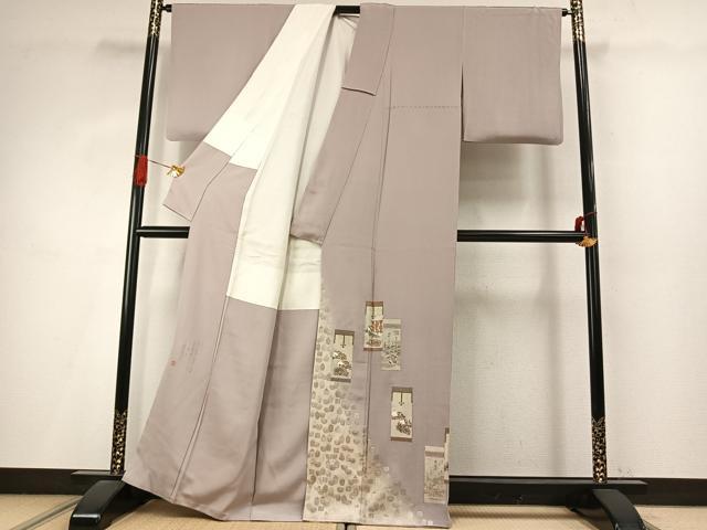 平和屋着物●松尾光琳　色留袖　源氏物語　寿光織　銀彩　正絹　逸品　AABI9022fy