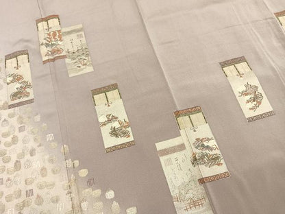 平和屋着物●松尾光琳　色留袖　源氏物語　寿光織　銀彩　正絹　逸品　AABI9022fy