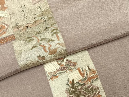 平和屋着物●松尾光琳　色留袖　源氏物語　寿光織　銀彩　正絹　逸品　AABI9022fy