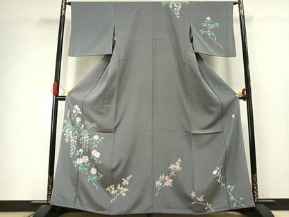 平和屋着物●訪問着　友禅　作家物　枝花文　正絹　逸品　AABI9024fy