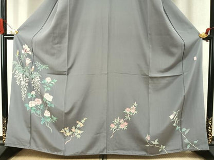 平和屋着物●訪問着　友禅　作家物　枝花文　正絹　逸品　AABI9024fy