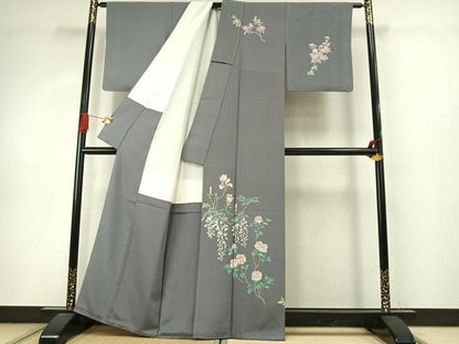 平和屋着物●訪問着　友禅　作家物　枝花文　正絹　逸品　AABI9024fy
